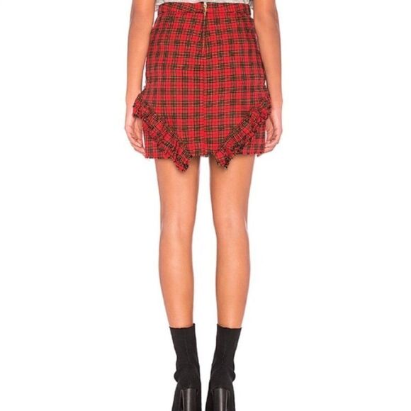 NSF Red and Black Plaid Ruffle Layer Mini Skirt - Picture 4 of 6